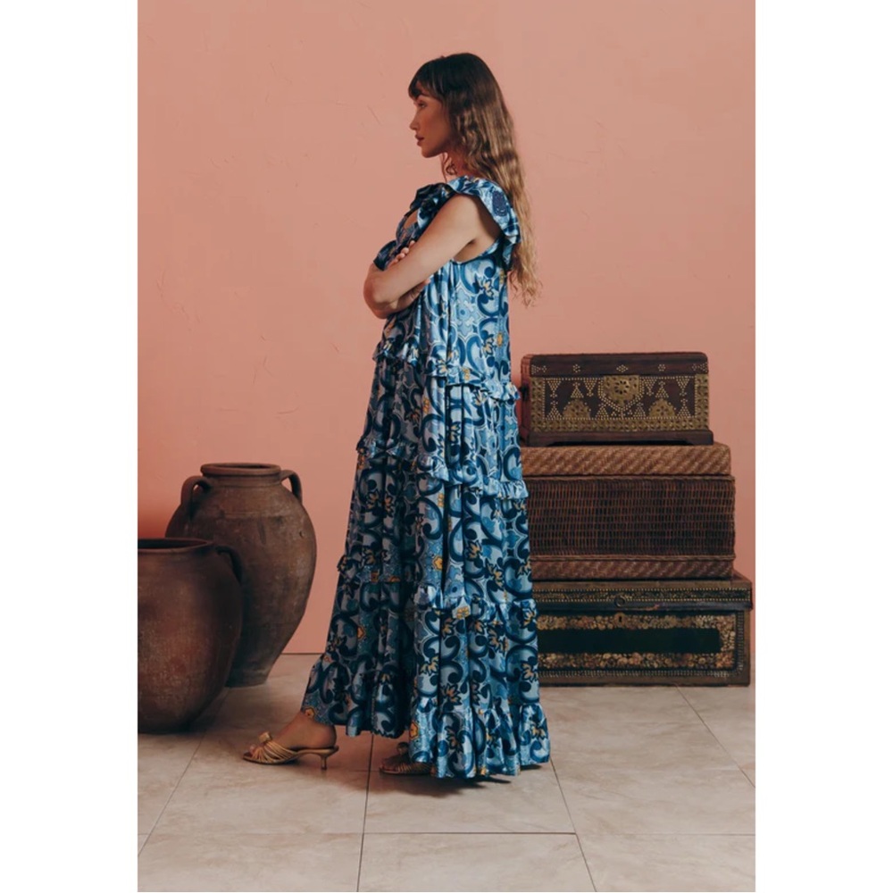 NEW Mi Golondrina Araceli Azules Azuelejos SPECIALTY LONG DRESS - Picture 2 of 16